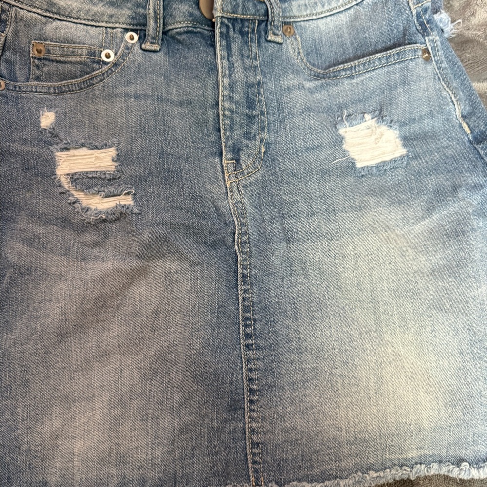 NOBO Light Blue Distressed Denim Pencil Skirt